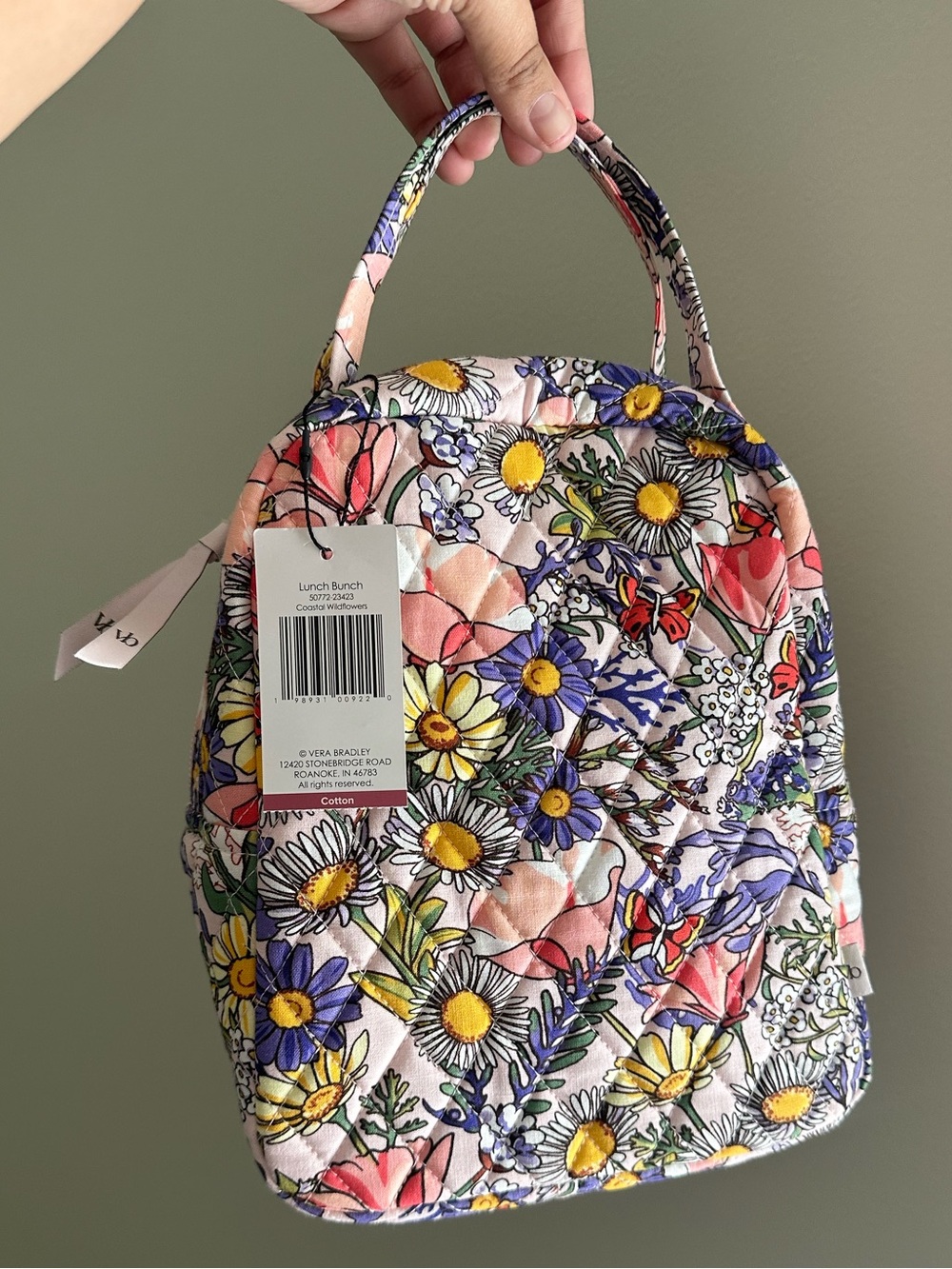 Vera Bradley Pink Wildflowers Butterfly Lunch Bag Insulated New - Picture 4 of 11